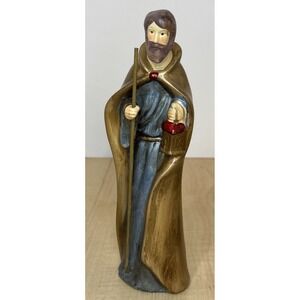 Porcelain St Joseph Nativity Figure Greenbrier Lantern Staff Christmas 9.5"